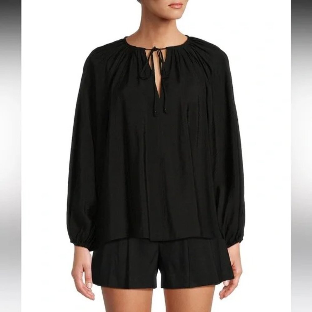 Antonio Melani Dakota Sateen Keyhole Tie-Neck Blouse